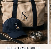 Canvas tote and navy cap with St Vincent branding